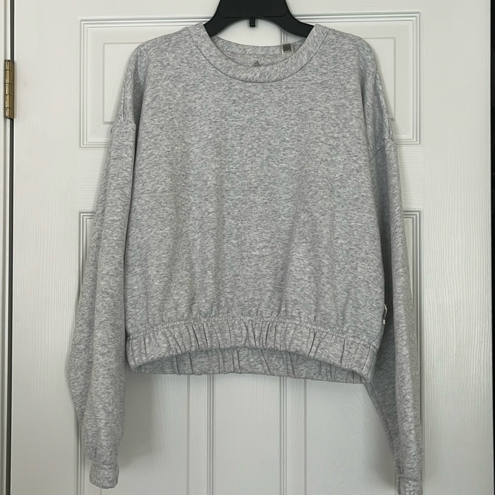 Adidas Studio Lounge Loose Fit Gray Sweatshirt - Cropped